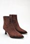 Women's Pointed Toe Thin Heeled Boots Brown Suede