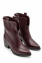 Evelyn Women's Burgundy Pointed Toe Thick Heeled Pull-On Ankle Length Cowboy Boots - 2