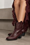 Evelyn Women's Burgundy Pointed Toe Thick Heeled Pull-On Ankle Length Cowboy Boots - 7