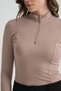 Beige Color Long Sleeve Zippered Rider Women's T-Shirt - 6