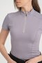 Gray Color Short Sleeve Zippered Rider Women's T-Shirt - 4