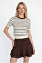 Striped Short Sleeve Knitwear Sweater Cream