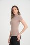 Beige Color Short Sleeve Zippered Rider Women's T-Shirt - 7