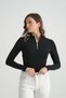 Black Color Long Sleeve Zipper Rider Women's T-Shirt - 5