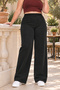 - Large Size Lycra Fabric Pocketless Elastic Waist Palazzo Trousers C642-Black - 6