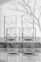 420039 Glass Set of 4 Zodiac Sign Written 540cc Patterned Water Soft Drink Glasses