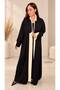 Black Geometric Contrast Panel Nida Abaya Maxi Dress - 2