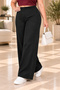- Large Size Lycra Fabric Pocketless Elastic Waist Palazzo Trousers C642-Black - 7
