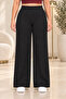 - Large Size Lycra Fabric Pocketless Elastic Waist Palazzo Trousers C642-Black