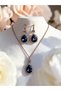 Crystal Stone Water Drop Necklace and Earring Set - 2