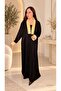 Black Gold Contrast Nida Abaya Maxi Dress - 2