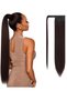 Long Straight Ponytail Extension Wrap Around Off Black Synthetic Hair Extensions One Piece Hairpiece Pony Tail Extension for Women