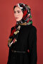Black 90X90 Silk Crepe Satin Scarf - 2