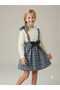 Girl's White Knitwear Sweater Salopet Skirt Buckle Set of 3 - 2