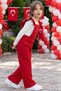 Girl's Berlin Red Cotton Ruffle Lacing Detail Jumpsuit - 4
