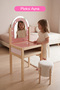 Wooden Makeup Table and Round Pouf Set for Children - 6