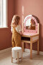 Wooden Makeup Table and Round Pouf Set for Children - 8