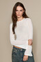 Jara Women's Long Sleeve Mesh Ecru Blouse - 3
