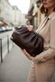 Women's Brown Knitted Patterned Portfolio & Clutch Bag with Adjustable Strap Shoulder Bag