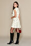 Iselle Women's Degaje Collar Polka Dot Ecru Dress - 6