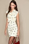 Iselle Women's Degaje Collar Polka Dot Ecru Dress - 2