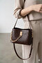 Casual Brown Small Size Women's Bag, Hand and Shoulder Bag with Adjustable Strap and Chain Accessories