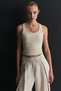 Ecru Ribbed Strap Women's Tank Top - 3