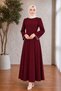 Hijab Dress with Pearl Detail on the Sleeve, Burgundy Hijab Dress, Burgundy Dress