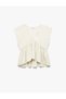 Aerobin Fabric Pleated V-Neck Sleeveless Satin Blouse - 3