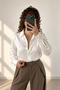 Women's Ecru Lyocell Shirt Long Sleeve Regular Fit - 2