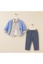 Knitwear Dog Patterned Cardigan Shirt T-Shirt and Denim Trousers Baby Boy 4-Piece Set - 5