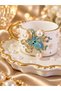 Single Stoneware Turkish Coffee Cup with Blue Octopus Figure – Luxurious Decorative Gift