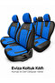 Monaco Series Eviza Leather Detailed Blue Universal Seat Cover Full Set - 2