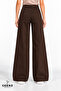 Brown Color Casual High Waist Women's Palazzo Denim Pants – Stretch Denim Fabric, Straight Loose Leg, Modern Jean - 4
