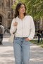 Ecru Essentials Fit Women's Zip Hoodie 100% Cotton Hooded Off Shoulder Zip Kangaroo Pocket - 5