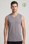 Men's Livid Gray Bamboo V-Neck Zero Sleeve T-Shirt