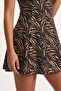 Women's Black Gold Leaf Patterned One-Piece Swimsuit with Skirt - 3