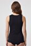 Women's Black Ribbed Wide Strap Tank Top - 3