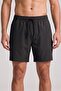 Men's Black Elastic Waist Lace-Up Swim Shorts
