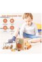 Wooden 5-in-1 Montessori Baby Activity Cube,Educational Motor Skills Center with Bead Maze and Shape Sorter - 3