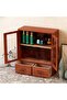 Wooden Desktop Storage Cabinet with Double Doors and Drawers,Retro Jewelry and Cosmetic Organizer for Perfume and Cups - 8