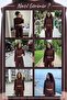 Women's Long Sleeve Crop Top and Tie-Cuff Shalwar Bottom Set Brown, Black - 8