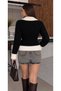 Polo Collar Double Zipper Soft Textured Women's Beard Knitwear Cardigan - 6