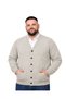 Men's Large Size Beige Pocket Buttoned Knitwear Cardigan 3Xl-4Xl-5Xl-6Xl