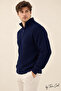 Men's Oversize Zippered Fishing Knitwear Sweater - 2
