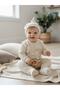Baby Girl Textured Pique Fabric Cotton Hat and Booties Jumpsuit - 3