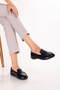 Women's Genuine Leather Wide Toe Comfortable Loafer Shoes Esfa.602 Navy Blue Honeycomb - 4