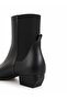 Women's Black Leather Heeled Boots with Elastic Back - 2
