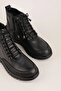 Women's Genuine Leather Rubber Laced Casual Boots Nhr.237 Black - 5