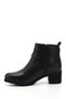 Women's Black Zippered Thick Heeled Genuine Leather Boots - 5